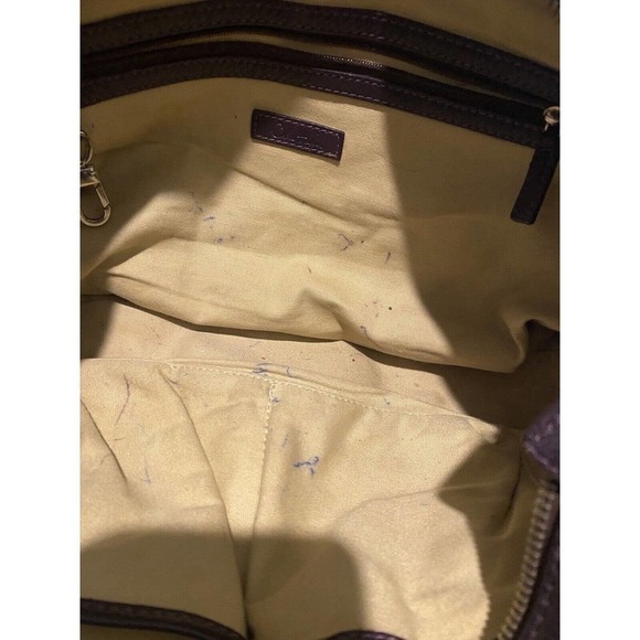 Cole Haan Gramercy Archer Purple Leather Shoulder Bag Handles Crossbody Strap - Picture 7 of 14